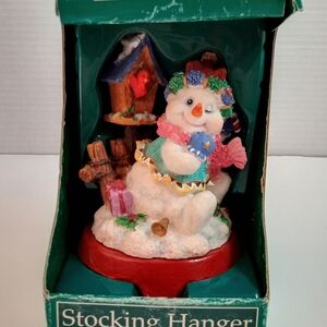 Holiday Time Festive Snowman Stocking Hanger NIB